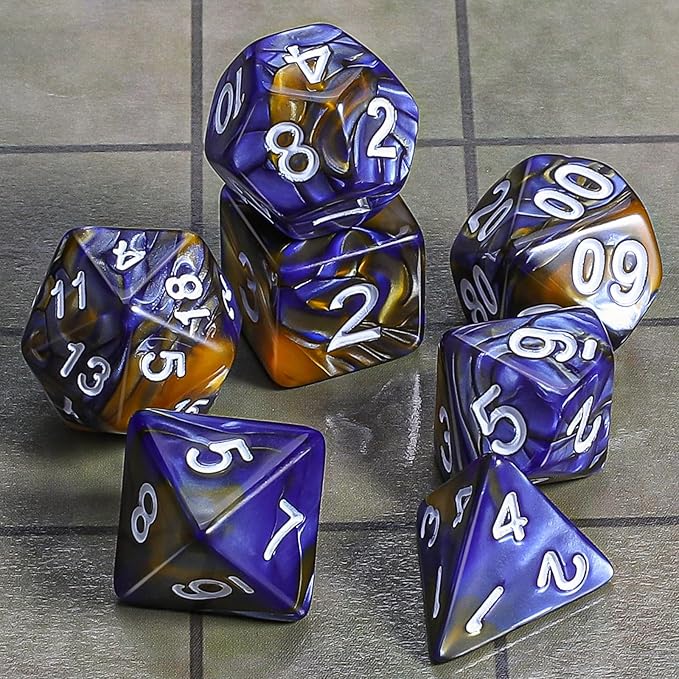 CiaraQ DND Polyhedral Dice Set with a Black Dice Bag for D&D RPG MTG Role Playing Table Games