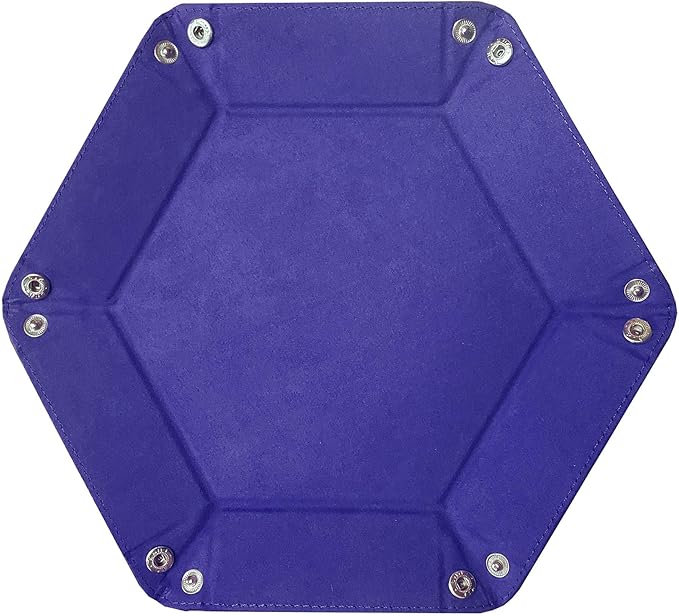 BCW Hexagon Dice Tray - Blue | Premium Quality, 12" Diameter (Flat), 8" Diameter (Folded) | Black Leatherette Back, Suede Liner | Ideal for RPGs, Warhammer, Dice Masters, DND | Gaming Dice Tray…