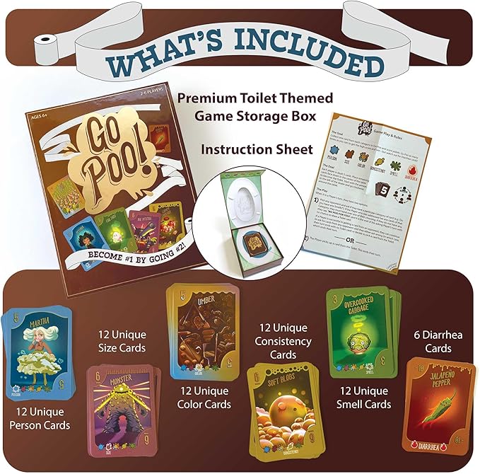 Paper House: Go Poo! The Game - Laugh Out Loud Funny Card Collection Game, Family Game Night, Hilarious Toilet Humor, Adults Kids Age 6+, 2-6 Players