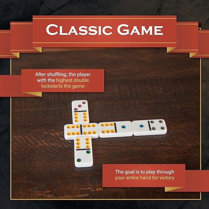 Family Traditions Double 6 Dominoes Tin, Crystalline Dominoes