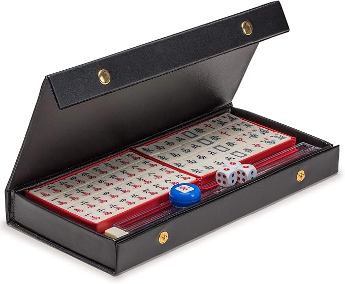 Yellow Mountain Imports Mini Chinese Mahjong Travel Game Set, Little MJ with Extra Small White Tiles [迷妳旅行中國麻將]