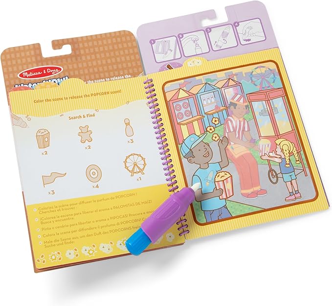 Melissa & Doug Scented Water Wow! Reusable Water-Reveal Coloring Activity Pad Travel Toy – Treats