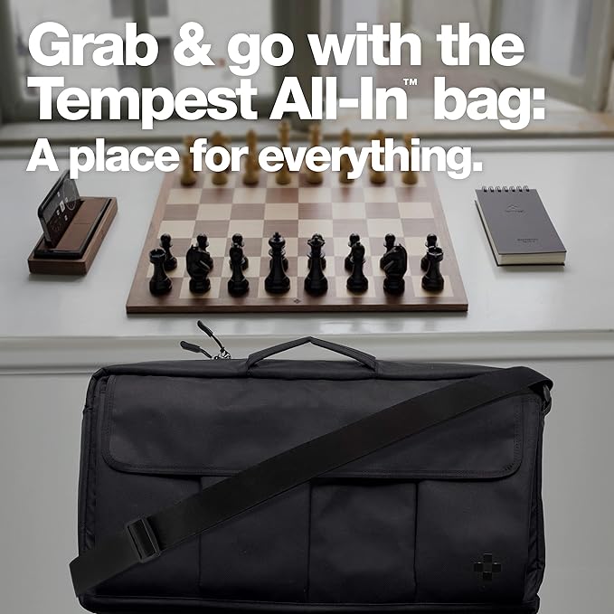 TEMPEST Zagreb 1959 Chess Ensemble (Without Clock) :: Wooden Chess Set + Hardwood Portable Chess Board + Weatherproof Carry-All Bag + Lacquer Storage Box + Scorebook
