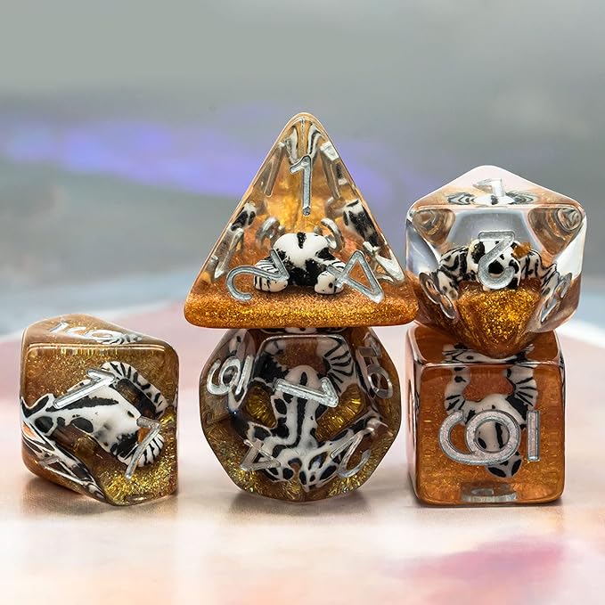UDIXI 7 die DND Dice Set - Polyhedral D&D Dice for Role Playing Games, RPG Dice Set for Dungeons and Dragons Pathfinder (Cow Head)