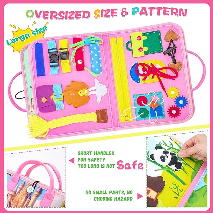 10 in 1 Busy Book, Oversize Montessori Toys for 1-3 Year Old, Busy Board for Girls Birthday, Sensory Toys for Kids with Autism, Mother Day from Toddler