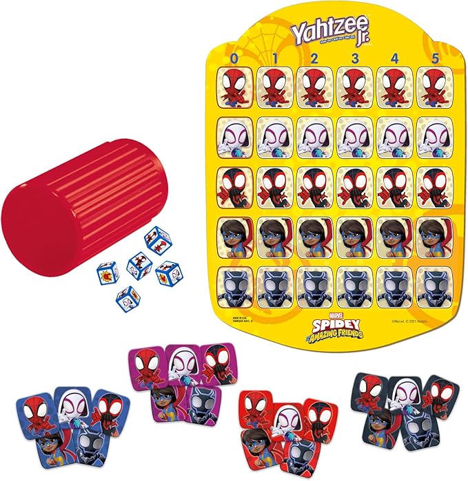 Hasbro Gaming Spidey and His Amazing Friends Yahtzee Jr.Marvel Edition Board Game for Kids, Ages 4 and Up (Amazon Exclusive)