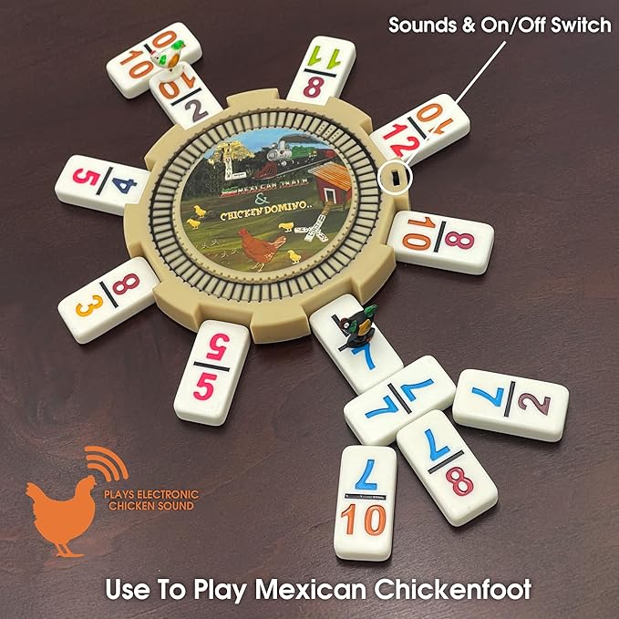 CHH Double 15 Numeral Pro Size Mexican Train & Chicken Domino Set in Aluminum Case – 136 Multicolor Tiles – Complete Set with Train Markers and Hub