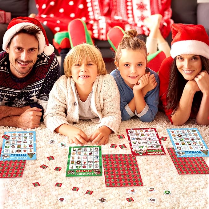 Merry Christmas Bingo Game for Kids Adults Large Group 24 Players Xmas Winter Holiday Bingo Family Activities Party Games Party Favors Party Supplies