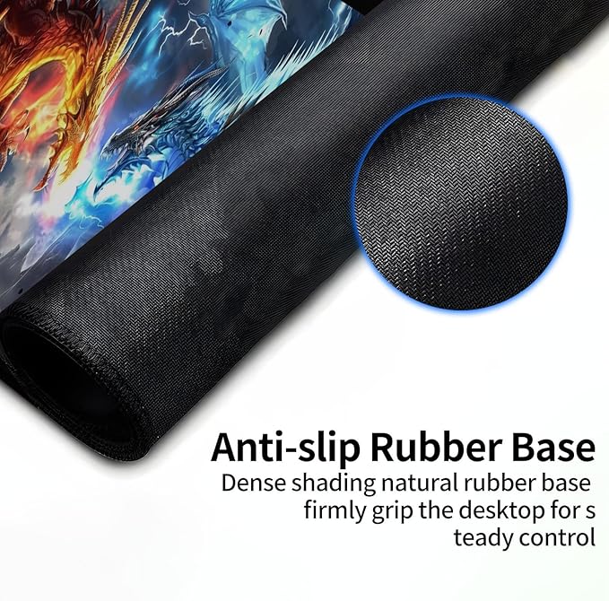 for MTG Playmat Trading Card Games, Non-Slip Rubber Smooth Surface with Stitched Edges, Durable Desk Pad for Card Games, Playmat Anime Playmat, Dragons Gather for Twin Dragon Battle