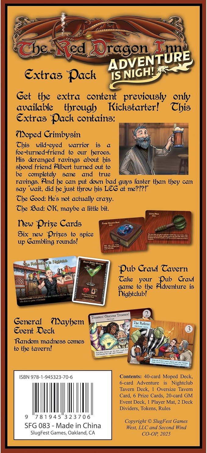 The Red Dragon Inn: Adventure is Nigh Extras Pack - Expansion Fantasy Board Game, New Character, Tavern & More, Ages 14+, 2-4 Players