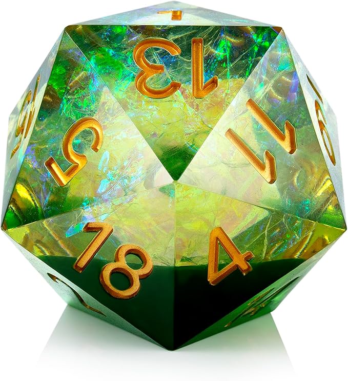 D20 Dice DNDND 33mm 20 Sided Sharp Edge Dice with Gorgeous Gift Box for Dungeons and Dragons (Green)