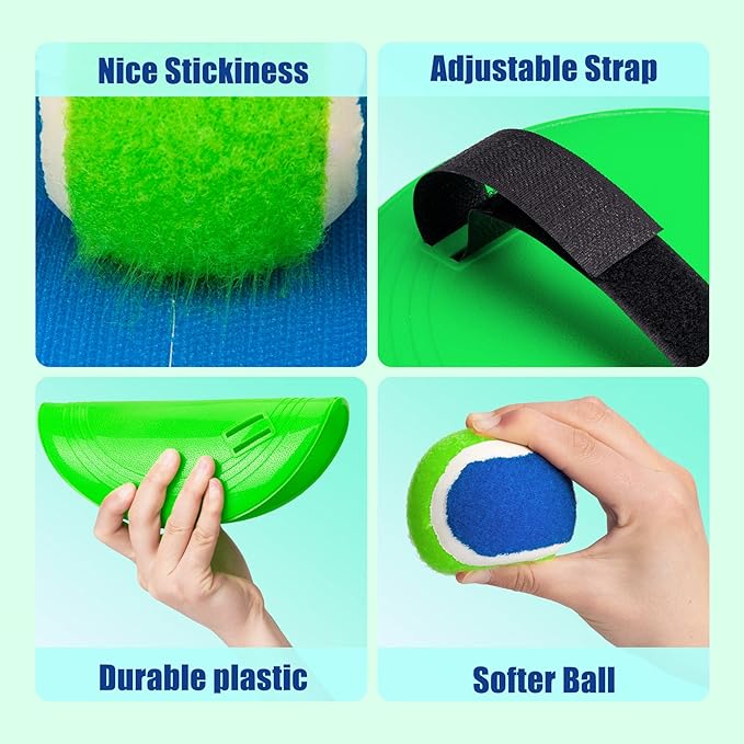 EVERICH Toss and Catch Ball Game Set & Paddle Ball Set, 8 Paddles 8 Balls 8 Birdies for Kids Teens Adults, Outdoor Indoor Beach Yard Lawn Toy Games for Family Fun, All-Season Play Birthday Easter Gift