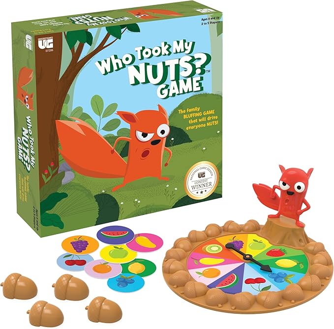 University Games, Who Took My Nuts? Family Bluffing Game, Ages 6+, Trade Fruit, Outsmart Friends & Collect Acorns – Fast, Fun Game for Family Nights & Gatherings