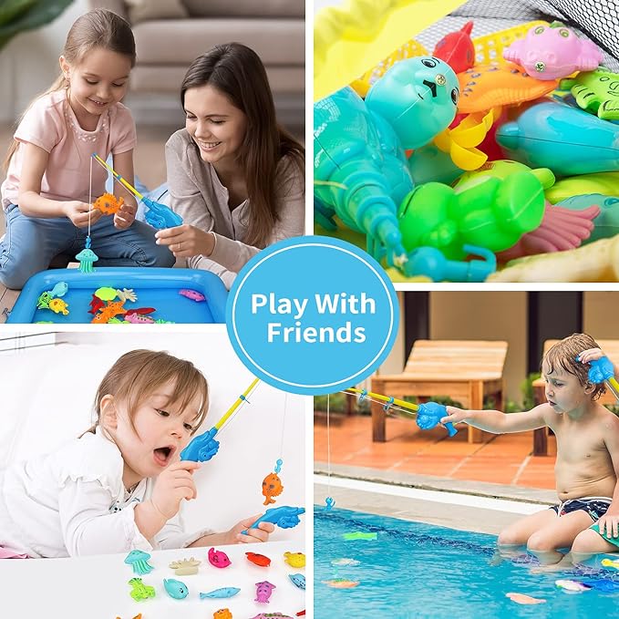 TOY Life 2-Player Magnetic Fishing Game for Kids 3-5 with Toddler Fishing Poles,Bath Toys for Kids Ages 4-8,Magnetic Poles Game are Designed for Little Hands