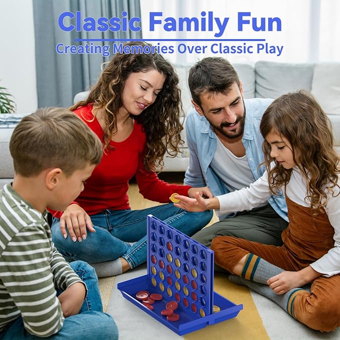 Pup Go 4 in a Row Game - 6 Spare Discs Included, Classic Board Game for Kids, Classic Four in a Row, Family Fun Games for Age 3 4 5 6 7 Year Old Boys Girls Adults, Line Up 4 (Standard)
