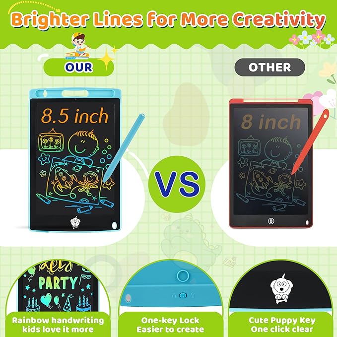 LCD Writing Tablet for Kids, 6 Pack Doodle Board Toddler Toys, Drawing Tablet, Doodle Board, Kids Games Writing Pad, Educational Christmas Gifts for Boys Girls, 8.5inch (Blue+Pink)