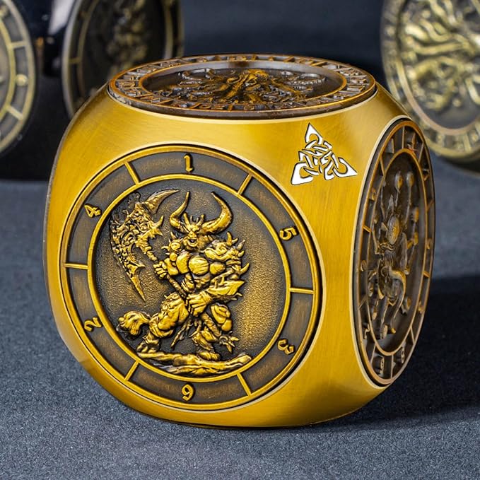 7 in 1 Spinner DND Dice Set, Metal D and D Dragon Dice with Gift Box, Role Playing Dice, Gold