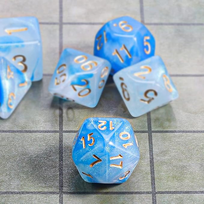 CiaraQ DND Polyhedral Dice Set with a Black Dice Bag for D&D RPG MTG Role Playing Table Games
