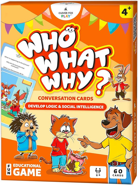 Who What Why Conversation Cards for Kids – Learning Activity for Social Skills, Emotional Intelligence & Critical Thinking – Educational Game to Foster Communication & Empathy, Ages 4+