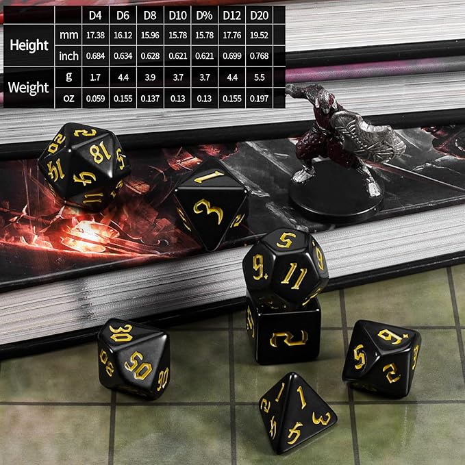 CiaraQ DND Polyhedral Dice Set with Dice Bag for Dungeons and Dragons RPG MTG Role Playing Table Games