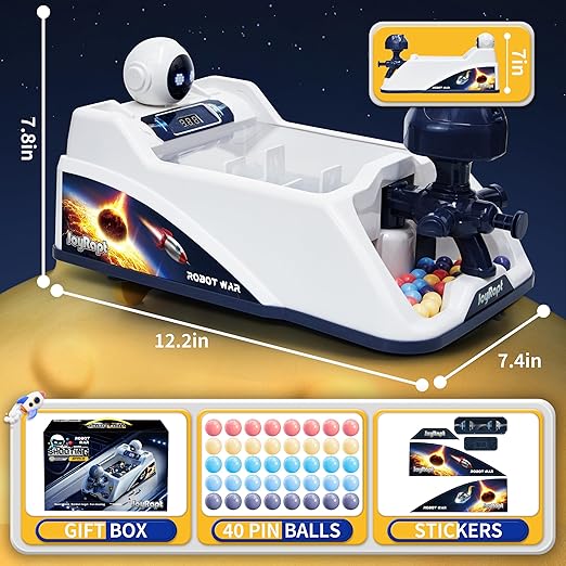 Joyrapt Space Fortress Shooting Games with Digital LED Score Board(Mini), Handheld Pinball Shooting Machine with Lights & Music, Christmas Toys Birthday Gifts for Kids Boys&Girls (Robot)