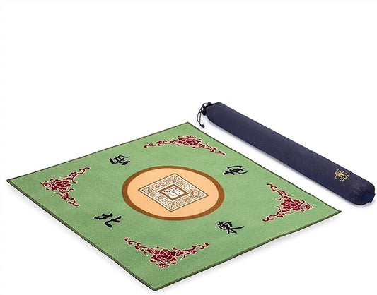 Yellow Mountain Imports Table Cover for Mahjong, Poker, Card Games, Board Games, Tile Games, and Dominoes - Green, 31.1 Inches
