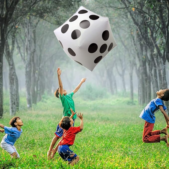 Novelty Place 2 Pcs Jumbo Inflatable Dice, 20" White and Black Giant Dice for Indoor and Outdoor Broad Game, Ludo and Pool Party