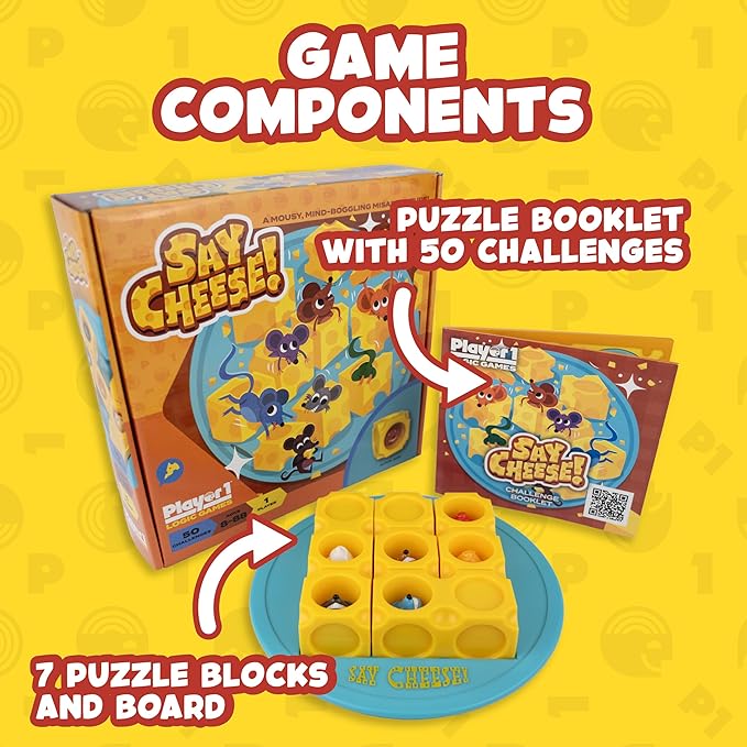 SAY Cheese! Logic Puzzle Game – 50 Single-Player Challenges for Kids & Adults, Difficulty Easy to Expert, Travel-Friendly, Brain-Building Fun Ages 8+