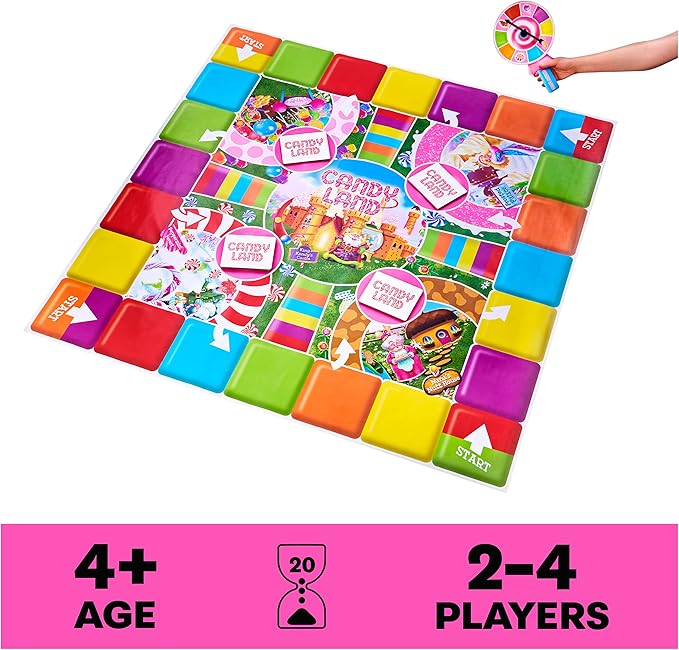 Spin Master Games, Candy Land Giant Edition, Preschool Game for Indoor & Outdoor Fun with Big Oversized Board, for Family and Kids, 2-4 Players, Ages 4 & Up