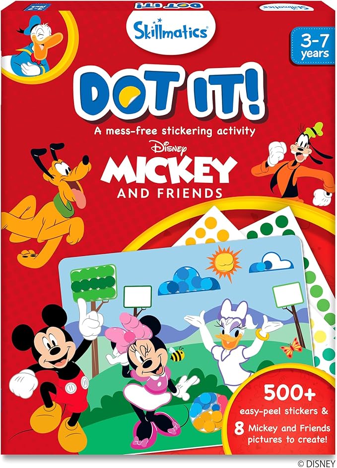 Skillmatics Dot It Sticker Art Activity - Disney Mickey & Friends, Mess-Free Fun for Kids, 500+ Stickers, Craft Kits, DIY Scrapbooking Activity, Travel Toys, Gifts for Boys & Girls Ages 3, 4, 5, 6, 7