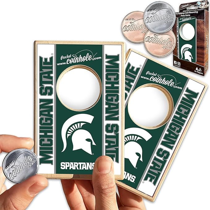 Tabletop Cornhole Game Set | Officially Licensed College Mini Football Cornhole Board Game | Includes Coins