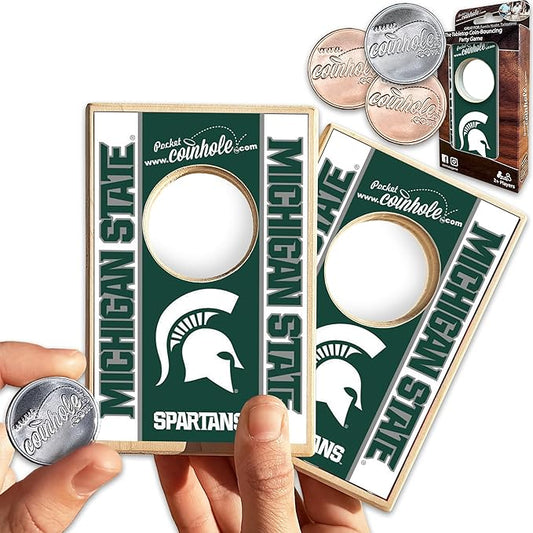 Tabletop Cornhole Game Set | Officially Licensed College Mini Football Cornhole Board Game | Includes Coins