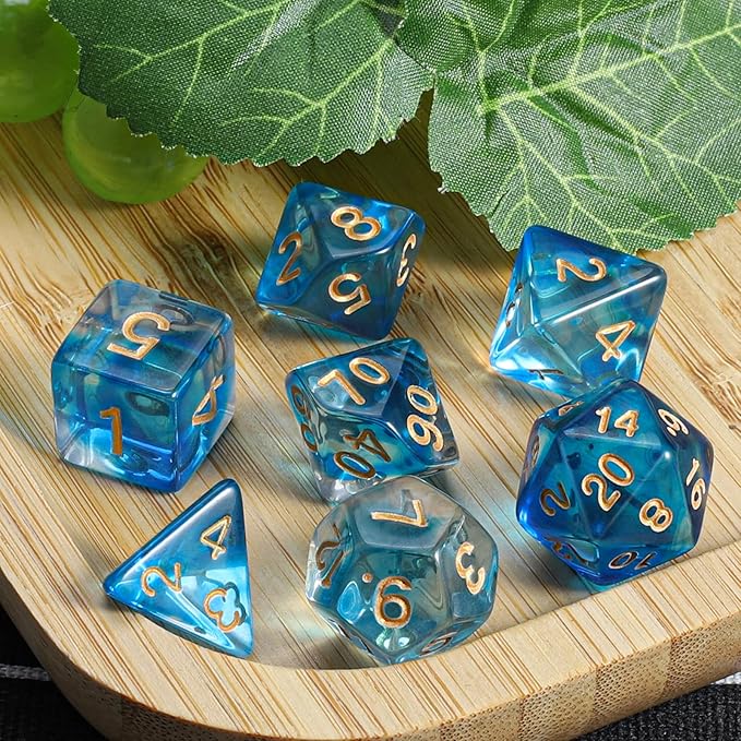 CiaraQ DND Polyhedral Dice Set with a Black Dice Bag for D&D RPG MTG Role Playing Table Games