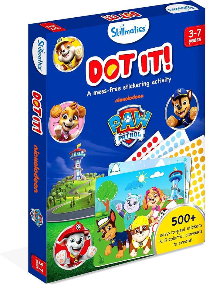 Skillmatics Dot It Sticker Activity - PAW Patrol, Mess-Free Fun for Kids, 500+ Stickers, Craft Kits, DIY Scrapbooking Activity, Travel Toys, Gifts for Boys & Girls Ages 3, 4, 5, 6, 7