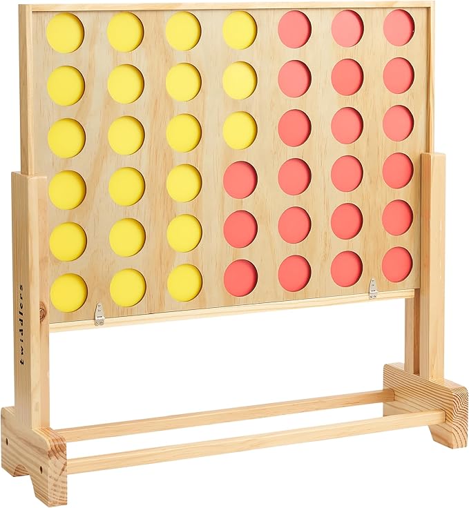 THE TWIDDLERS - 2.4ft Giant 4 in a Row Connect Game with Adjustable Height & Carry Bag (Wooden) | Jumbo Four in a Row Game for Kids and Adults, Outdoor Yard Game, Large