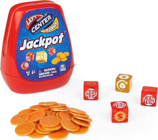 The Game of Left Center Right, Jackpot Dice Game Small Group or Large Party Family Travel Board Game, for Kids & Adults Ages 8 and up