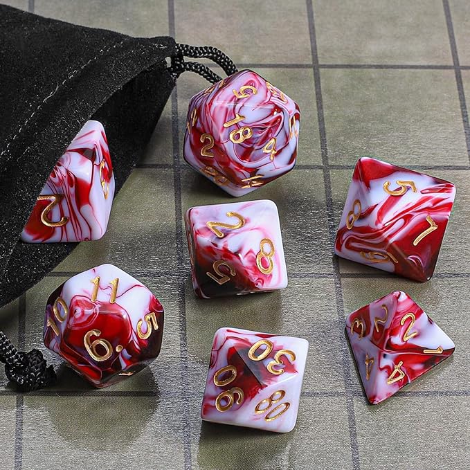 CiaraQ DND Polyhedral Dice Set with a Black Dice Bag for D&D RPG MTG Role Playing Table Games