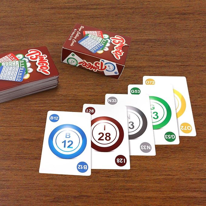 GSE Games & Sports Expert Professional Bingo Calling Cards for Bingo Game, Plastic Coated Bingo Playing Cards Deck with High Visibility Numbered