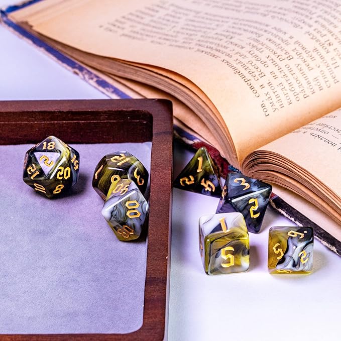 5 Sets DND Dice Polyhedral Dice Set (35pcs) with 1 Large Leather Bag, D&D Dice Set for Dungeons and Dragons, RPG, MTG Table Games. (5Sets-Tricolor)