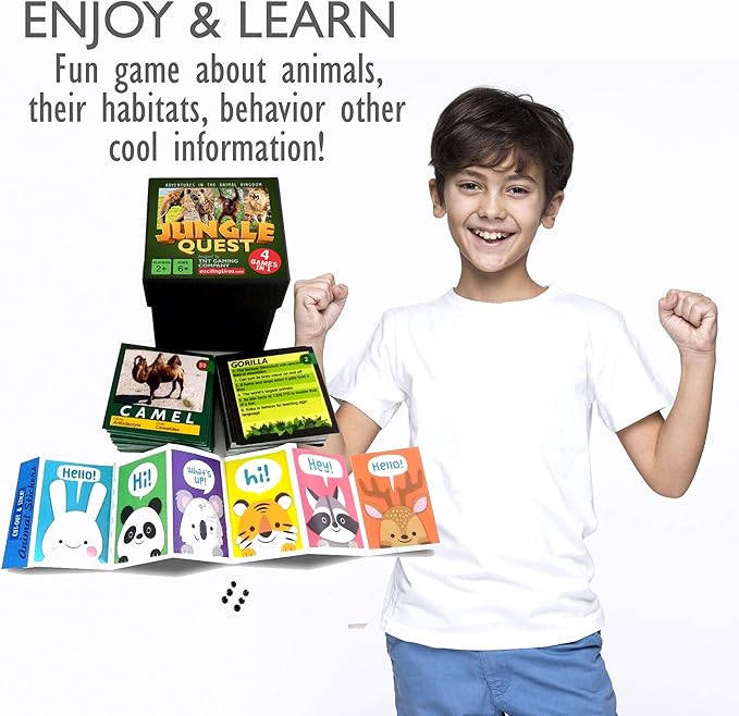 Jungle Quest: Animal & Wildlife Trivia, Educational Learning Card Game