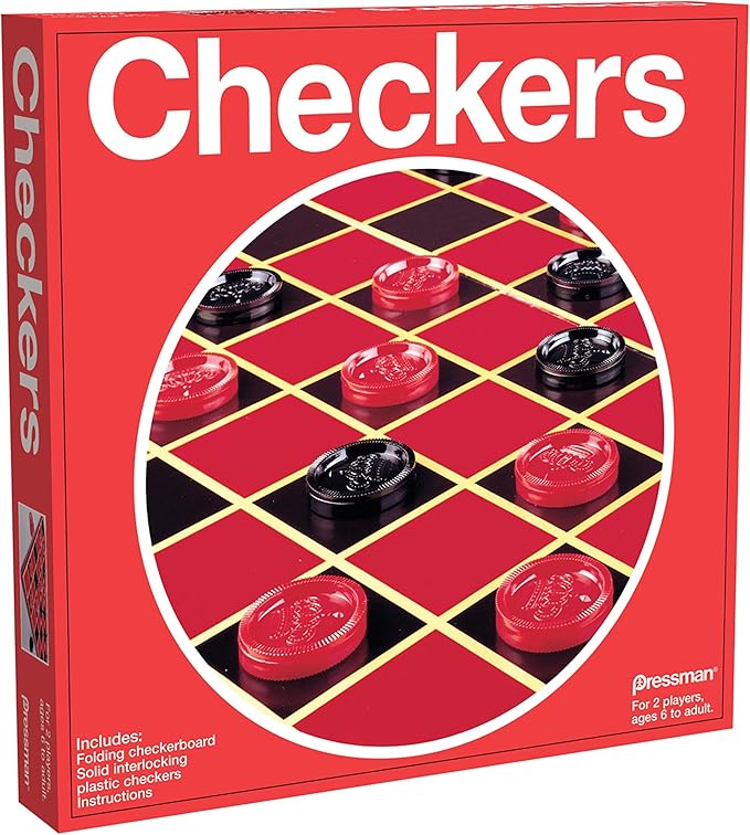 Pressman Checkers -- Classic Game With Folding Board and Interlocking Checkers ,5"