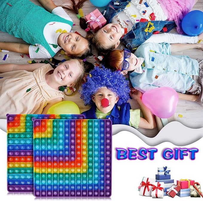 Multiplication Game Table Digital Multiplication Board Game, Addition and Multiplication in One, Rainbow Dimple Fingertip Toy, Create Stress-Relieving Math Manipulation (1 Piece)