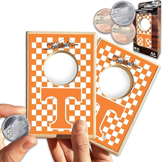 Tabletop Cornhole Game Set | Officially Licensed College Mini Football Cornhole Board Game | Includes Coins