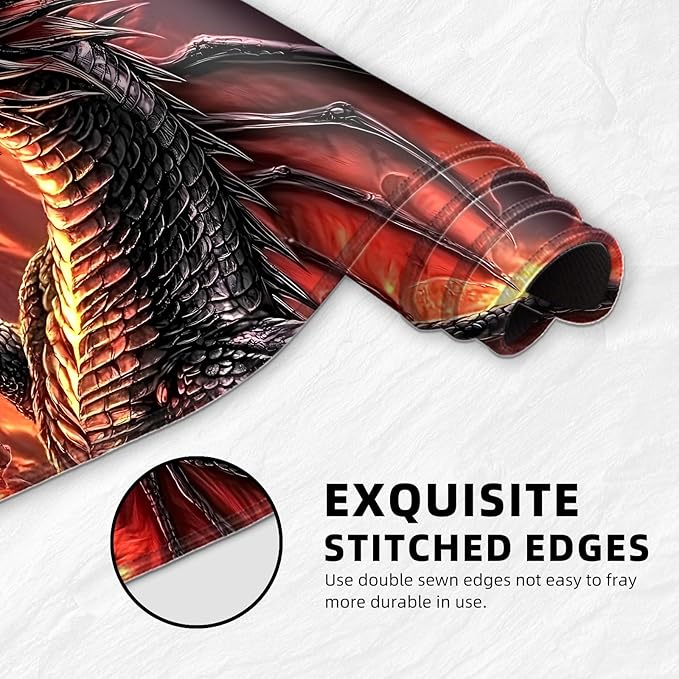 for MTG Playmat with Storage Bag, for TCG Playmat and Playing Card Mat for Magic Board Games, Non-Slip Fire Dragon Desk Mat, Stitched Edges Game Mat, Rollable & Foldable Card Playmat