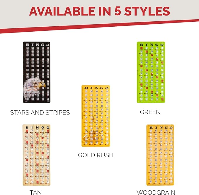 MR CHIPS Jam-Proof Finger Tip Master Bingo Card with Sliding Windows Large Cardboard Calling Cards Tan Style