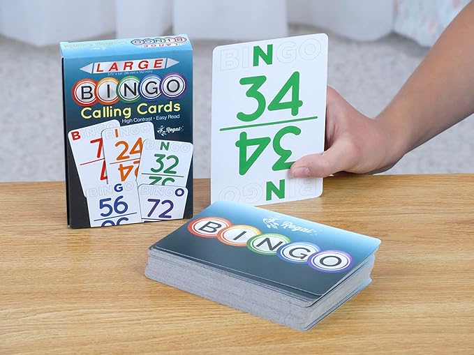 Regal Bingo Large Bingo Calling Cards Deck Reusable - Bingo Games for Family - 75 Playing Cards (B1 - O75)