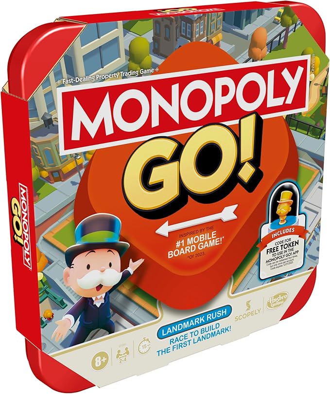 Monopoly GO! Board Game | Inspired by The Popular Mobile Board Game | Ages 8+ | 2-4 Players | 15 Mins. | Family Games | Travel Games for Kids and Adults