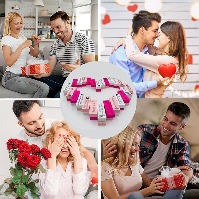 VKX 54 Pcs Super Naughty Block Tower Game, Valentine Tumbling Wooden Tower Stacking Blocks, Date Night Games & Fun Couple Activities, Stacking Wooden Block Game for Lover