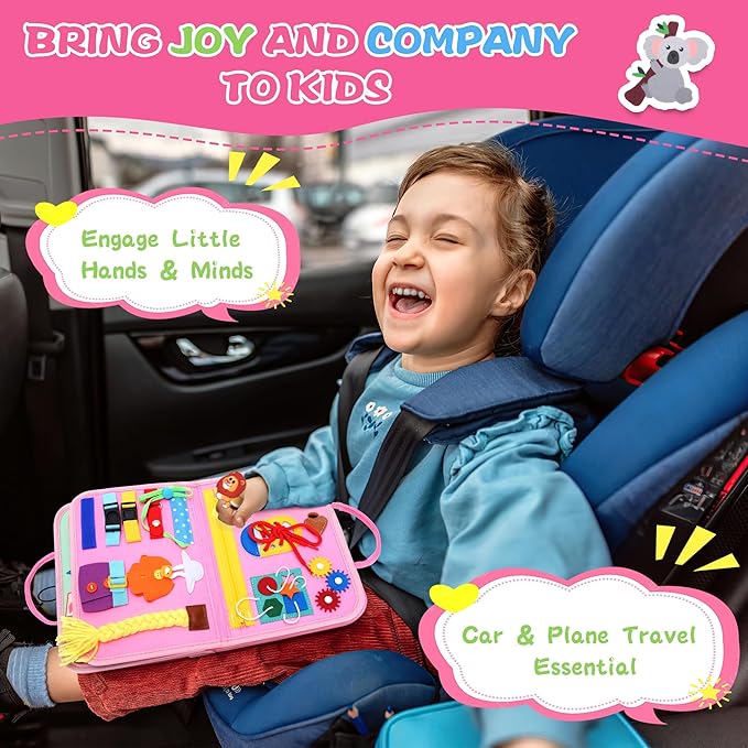 10 in 1 Busy Book, Oversize Montessori Toys for 1-3 Year Old, Busy Board for Girls Birthday, Sensory Toys for Kids with Autism, Mother Day from Toddler