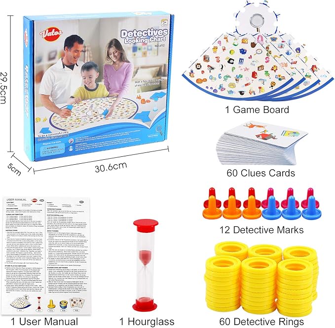 VATOS Board Game, Little Detective Card Game Memory Game Tabletop Game for Kids Families Party, Matching Game, Educational Toys for Kids Toddlers 3,4,5,6,7 Years Old Boys & Girls Gift